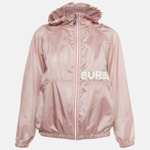 Burberry Children Pink Logo Print Nylon Perforated Hooded Jacket 12 Yrs